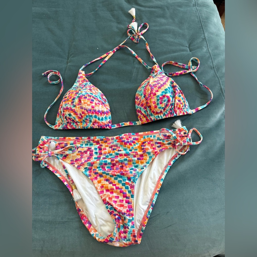 La Blanca Colorful Mosaic Bikini Set size 8
